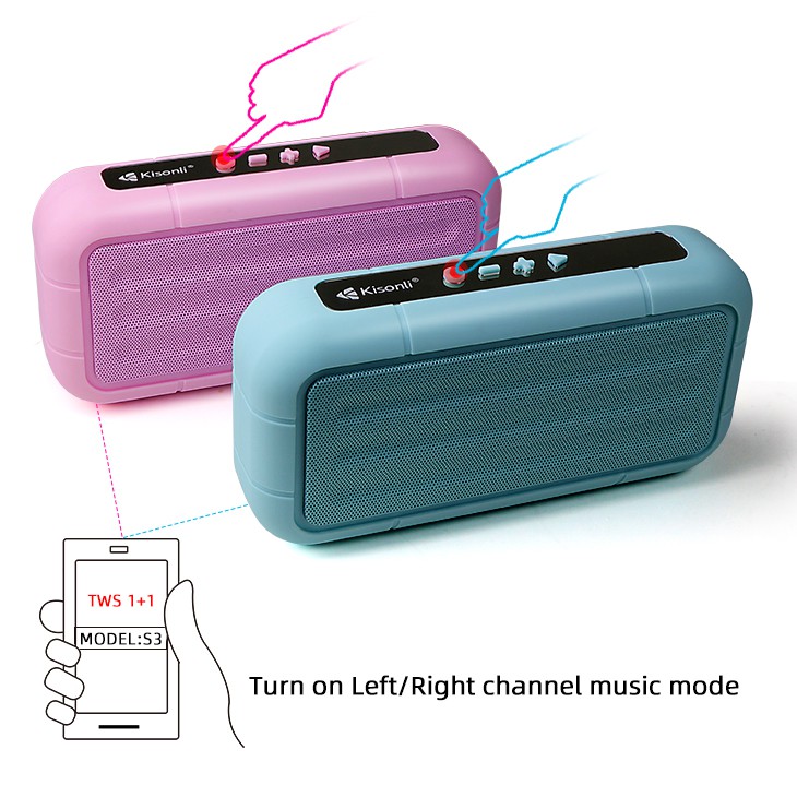 Loa bluetooth Kisonli S3 siêu bền - hỗ trợ TWS kết nối cùng lúc 2 loa (nhiều màu)