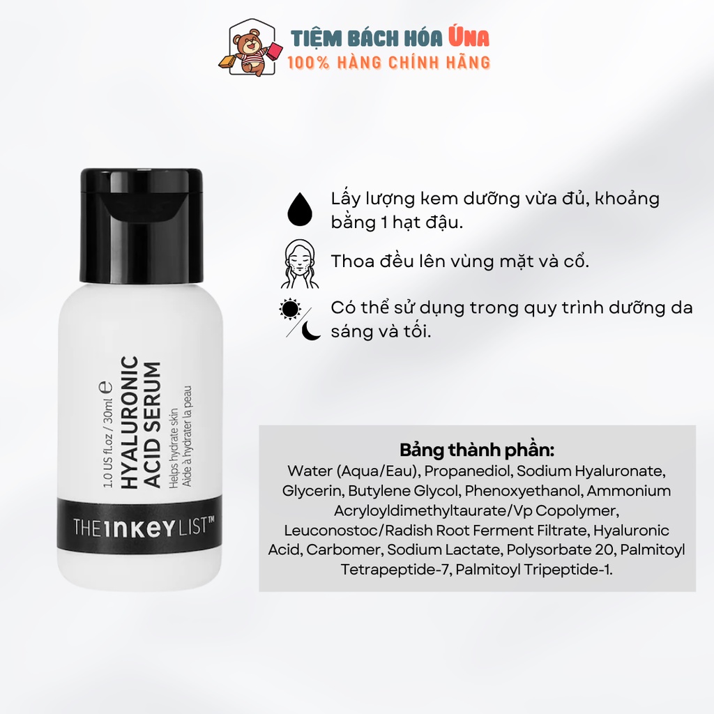 Serum cấp ẩm Hyaluronic Acid The INKEY List HA 30ml