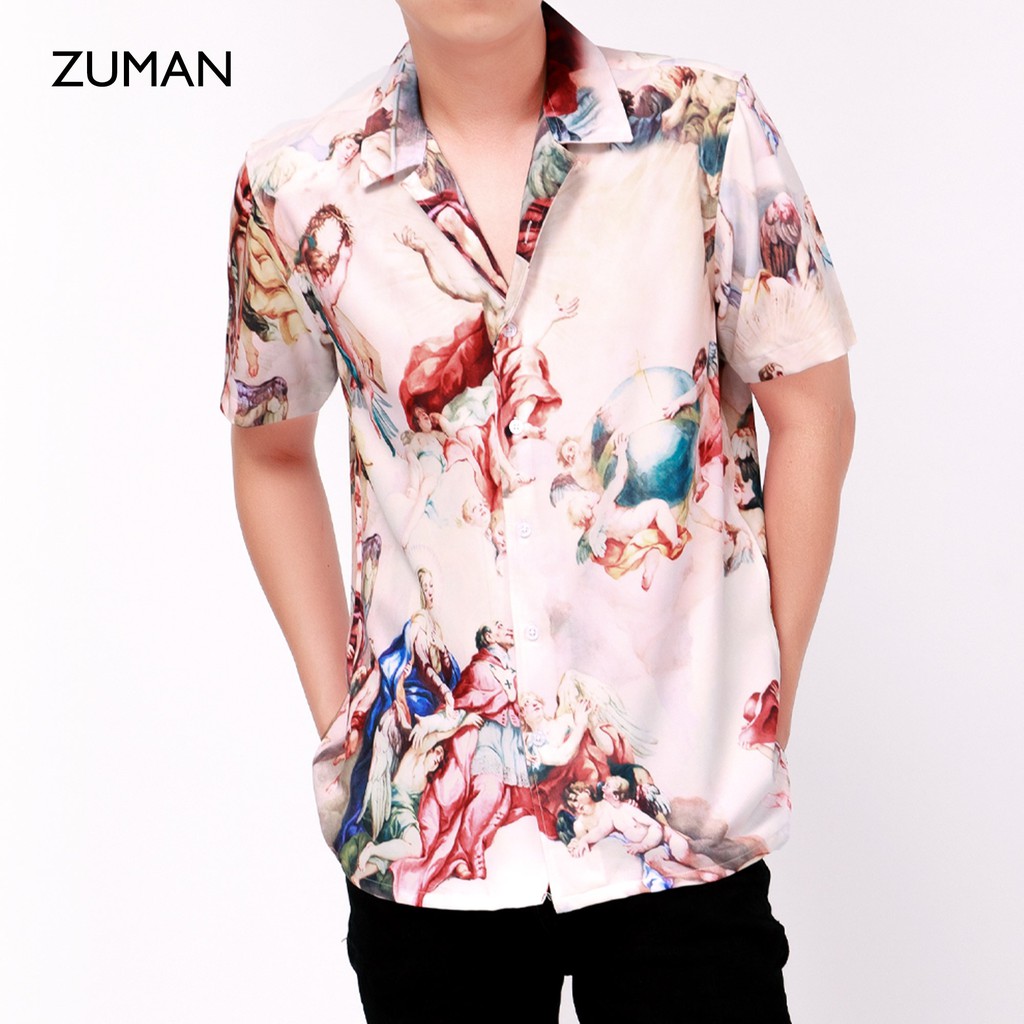 Áo sơ mi nam họa tiết thiên thần JUSTICE ANGEL ASM207 ZUMAN  Fulltag, Chuẩn cao cấp, lụa vân chéo 100% | BigBuy360 - bigbuy360.vn