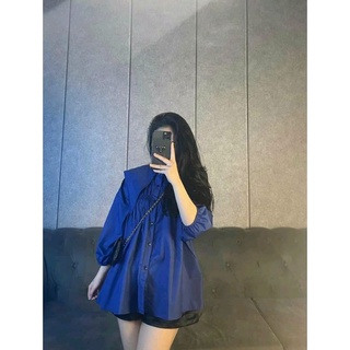 Áo Sơ mi Thô Cổ Nhọn Siêu Xinh