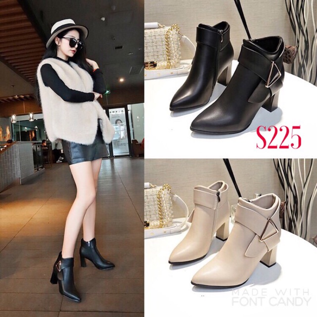 Bốt da cổ 2 vạt 5 phân S225