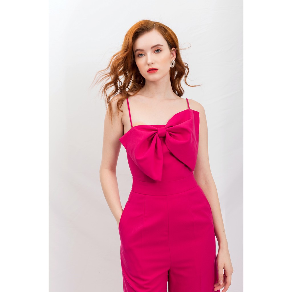 Jumpsuit 2 dây ống suông hồng Gunich