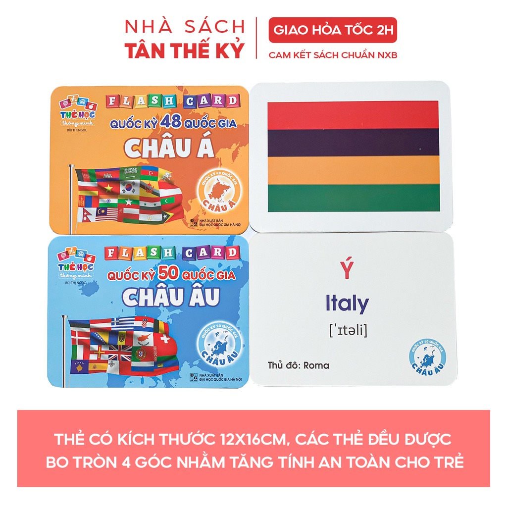 [Mã INCU50 giảm 50k đơn 250k] Bộ thẻ Flashcard Việt Hà quốc kỳ các quốc gia trên thế giới song ngữ Việt Anh