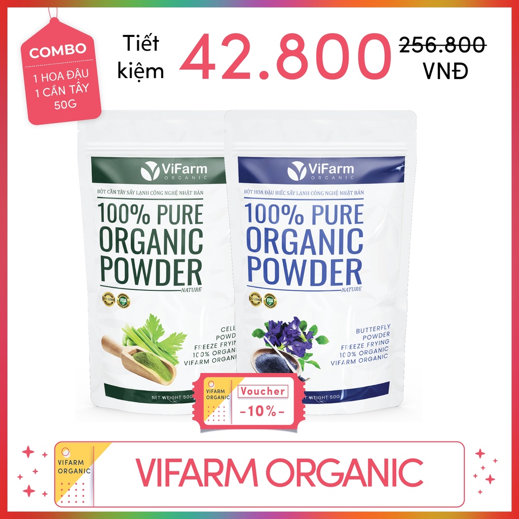 Bột Hoa Đậu Biếc Nguyên Chất 100% ViFarm 50Gram