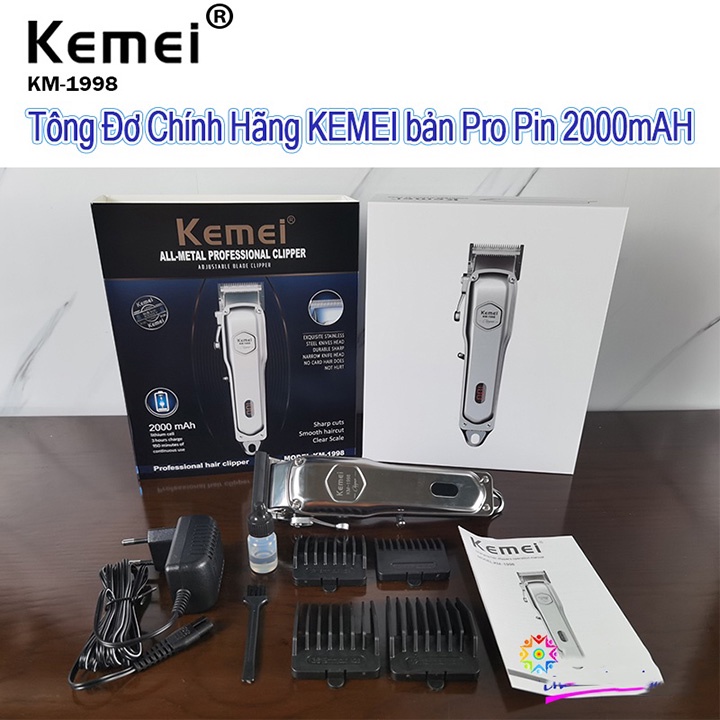 [Video Review] Tông đơ cắt tóc chuyên nghiệp Kemei KM-1998 phiên bản pro Pin 2000mAh, máy siêu nhẹ siêu mạnh siêu êm