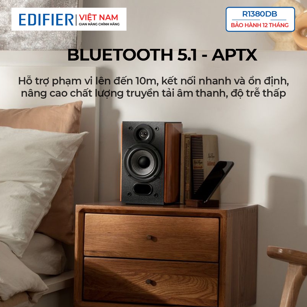 Loa bluetooth 5.1 Edifier R1380DB - Thiết kế tinh tế Công suất 42W Cổng subout Điều khiển từ xa - Hàng chính hãng