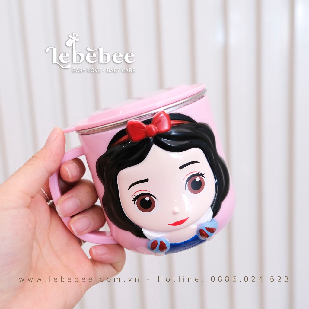 Cốc uống nước inox có nắp họa tiết 3D Disney cho bé - Lebebee
