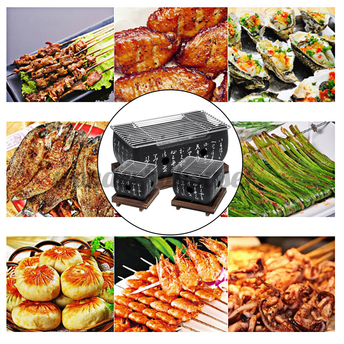 Bếp than nướng thịt BBQ kiểu Nhật Bản bằng hợp kim nhôm dễ sử dụng