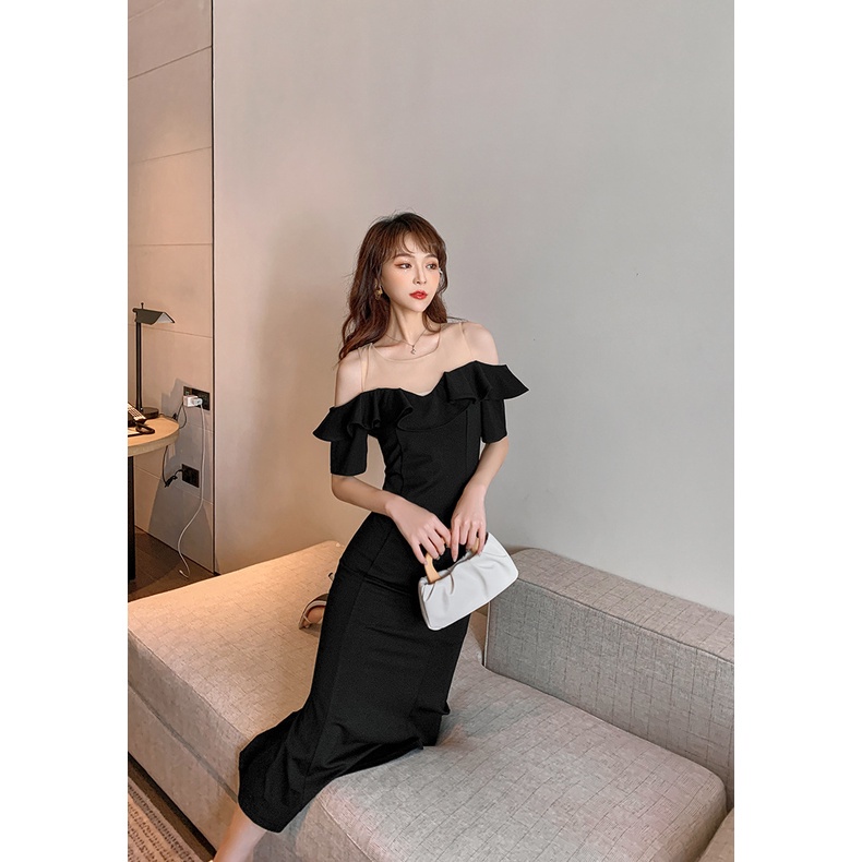 ZYHT Đầm Đuôi Cá Vải Lưới Eo Cao Quyến Rũ Thời Trang Mùa Hè Dành Cho Nữ 5131