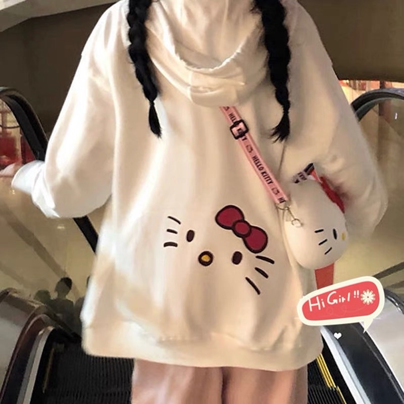 Áo khoác in hình hello kity màu trắng siêu cưng