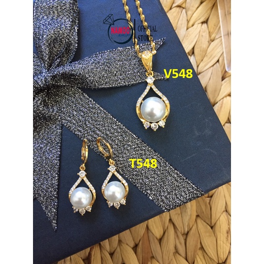 Set Dây Chuyền Bông Tai Bộ T548 V548 Mạ Vàng 18k Cao Cấp Namoo Jewelry