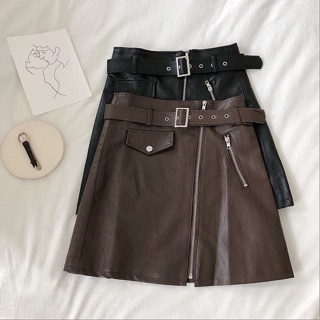 Chân Váy Da Ulzzang Hàng Đẹp (Kèm Belt)
