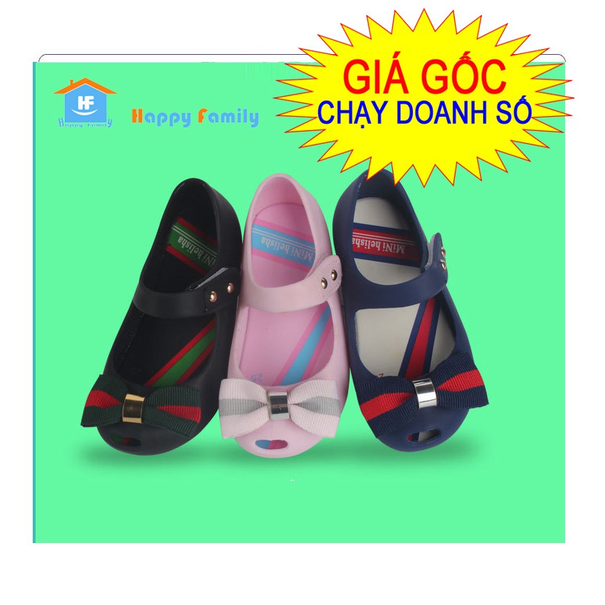 【Có bỏ sỉ 】Giày nhựa jelly giày đi mưa búp bê bé gái nơ sọc