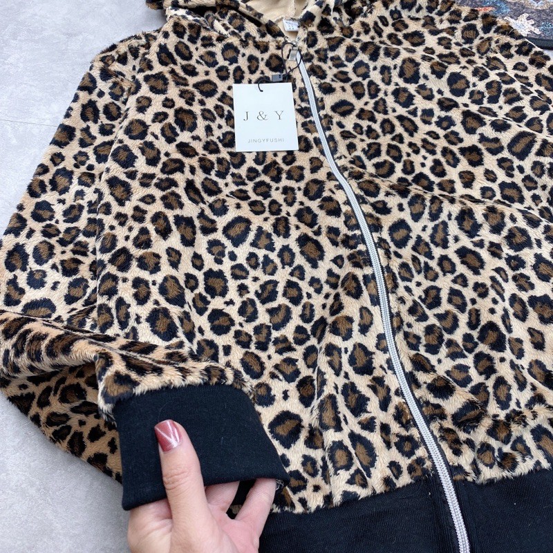 Áo Khoác Mũ Da Báo