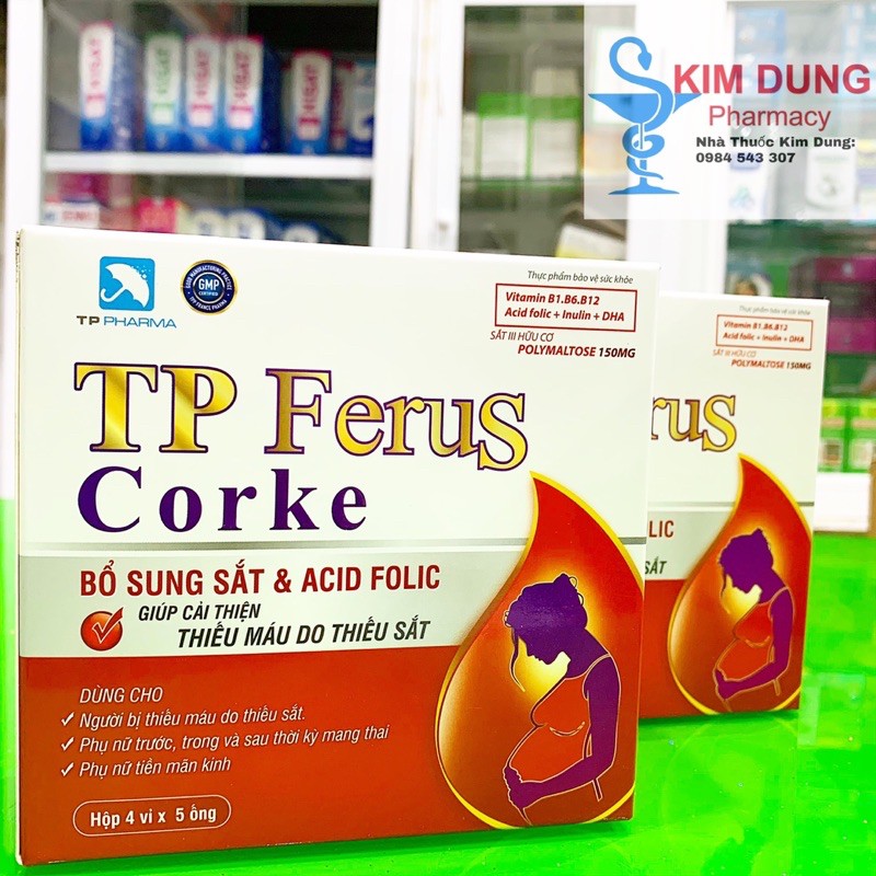 TP FERUS CORKE ( bổ sung sắt & acid folic ) dùng cho người thiếu máu thiếu sắt, phụ nữ trước và sau khi sinh......