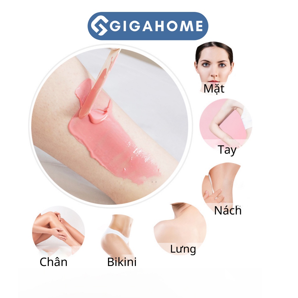 Sáp Wax Lông Sữa Dừa Màu Hồng Siêu Bám Lông GIGAHOME Dùng Cho Da Nhạy Cảm, Tặng Kèm Que 1010