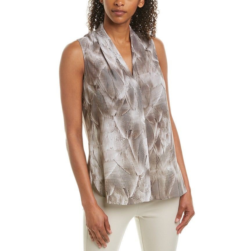 Áo sơ mi sát nách TANK Top TAHARI cổ giọt nước có khoá kéo xuất xịn