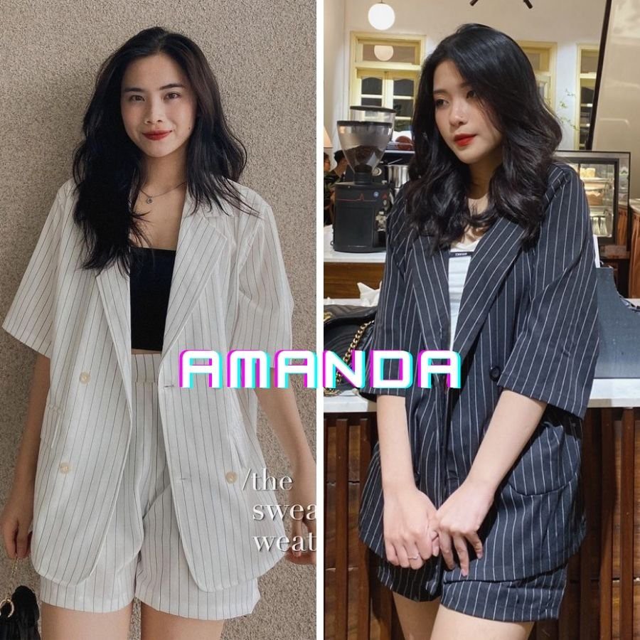 [AMANDA] Blazer tay ngắn thời trang thanh lịch cho nữ. Blazer croptop ngắn tay - có ảnh thật