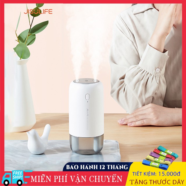 Máy phun sương, tạo ẩm, cấp ẩm không khí và tỏa hương tinh dầu 500ml không dây 2 vòi phun cao cấp Jisulife JB08