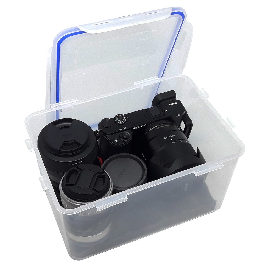 Combo Hộp chống ẩm 5 lít + ẩm kế + 200g hạt hút ẩm  cho máy ảnh, máy quay phim