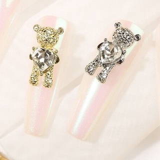 Charm Gấu Đá Ôm Tim Đá Trắng Cao Cấp Đính Móng