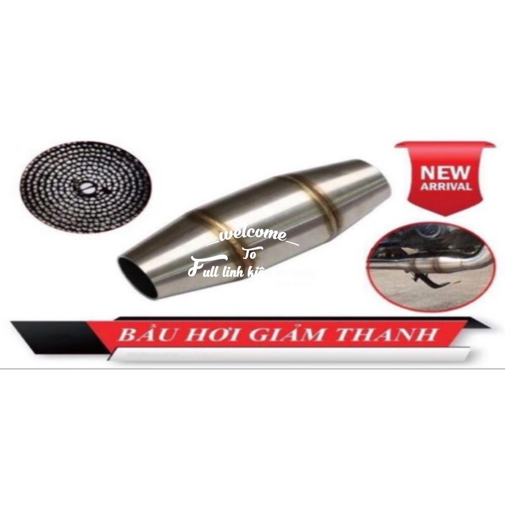 Bầu hơi giảm thanh inox cho moto xe máy