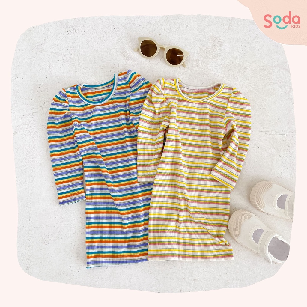 Váy body bé gái SODA KIDS thiết kế tay bồng, chất liệu thun tăm co giãn tốt, phong cách Hàn Quốc