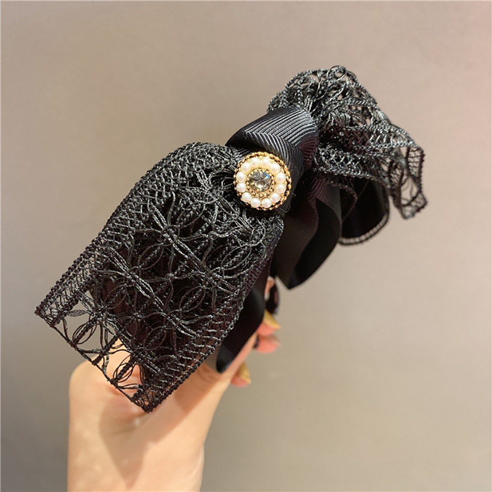 Kẹp chuối ren nơ phối rỗng đính ngọc trai giả búi tóc đuôi ngựa phong cách Hàn Quốc ngọt ngào thanh lịch dành cho nữ