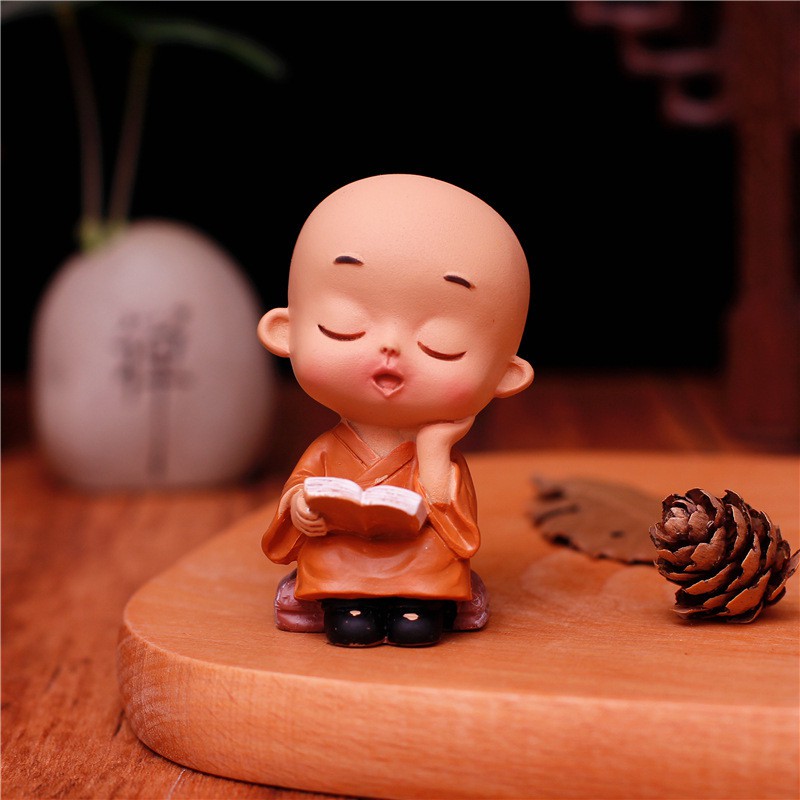 Tượng chú tiểu áo nâu mini dễ thương nhiều sắc thái mang lại an nhiên trong cuộc sống💕FREESHIP 50k💕 - Những Điều Bình An
