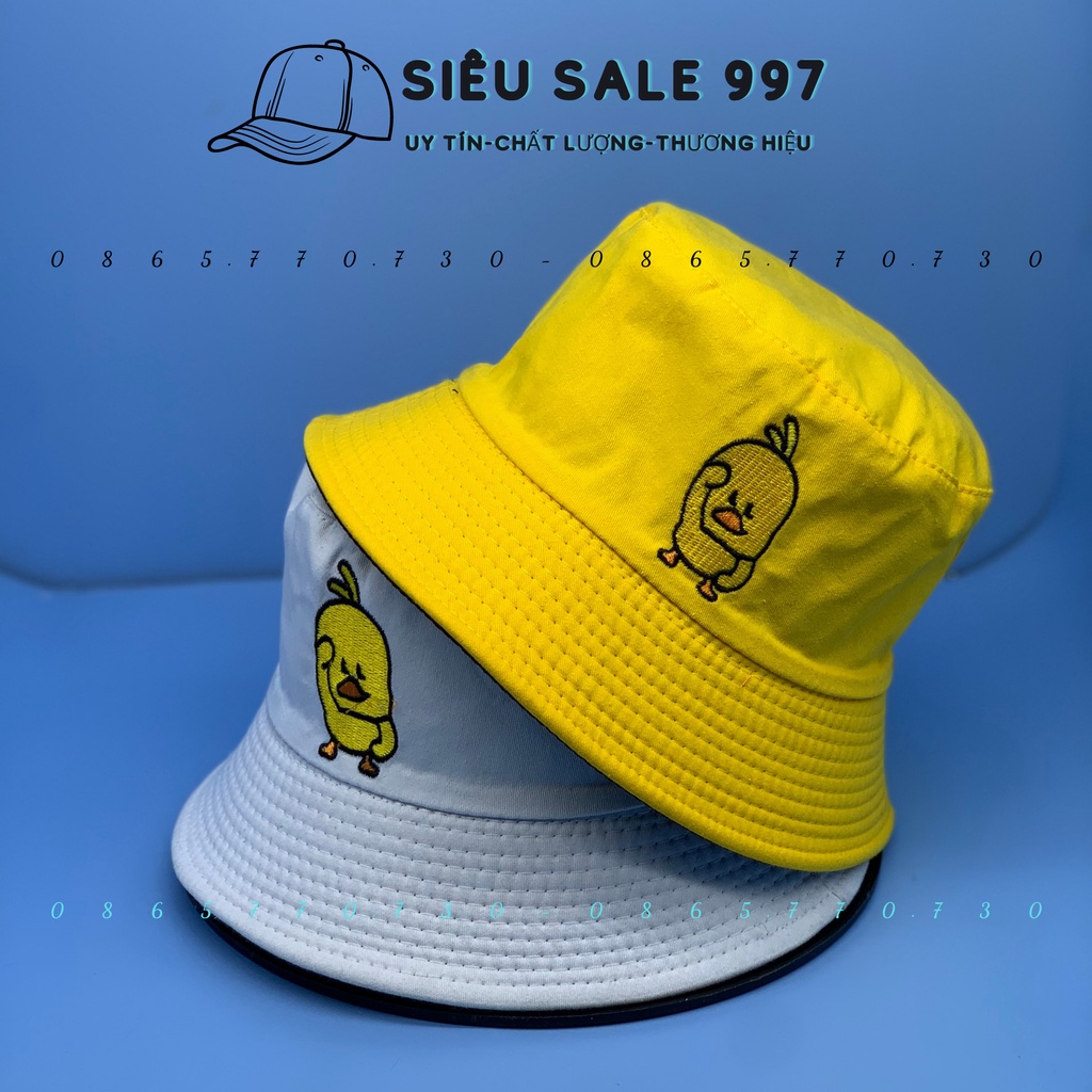 MŨ BUCKET ĐỘI 2 MẶT THÊU CHÚ VỊT SIÊU DỂ THƯƠNG UNISEX THỜI TRANG NAM NỮ