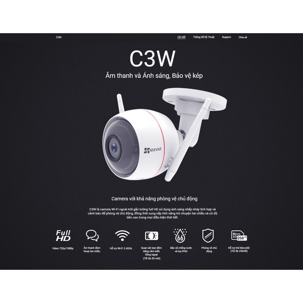 Camera Ezviz ngoài trời C3WN 1080p 2M, C3W Pro,, C3X - Hàng chính hãng | BigBuy360 - bigbuy360.vn