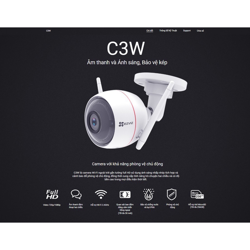 Camera 2M IP Wifi Ngoài Trời Hikvision EZVIZ C3WN CV310 C3W ,C3X1080P FULLHD PRO MÀU BAN ĐÊM (CHÍNH HÃNG)