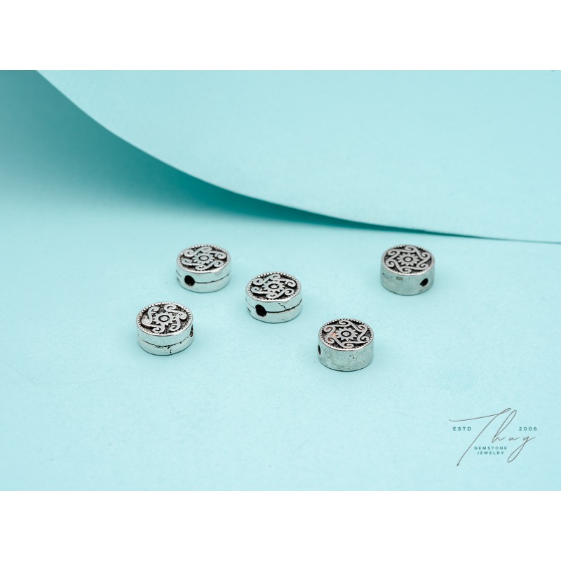 Charm Phủ Bạc Hình Mặt Trời Cách Điệu Phối Vòng Phong Thủy - Tiệm Thủy