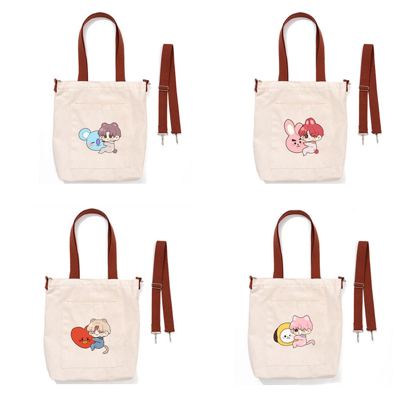 Túi Canvas Đeo Chéo Họa Tiết Nhân Vật Bt21