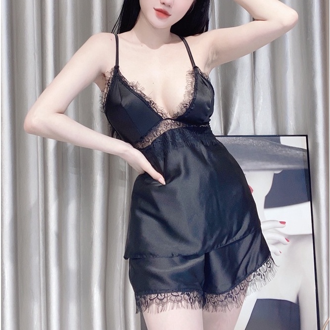 Đồ Ngủ Sexy 2 Dây Phối Ren Mi Gợi Cảm Lụa Satin Mềm Mịn Thoáng Mát Freesize - CN044 CINY | BigBuy360 - bigbuy360.vn