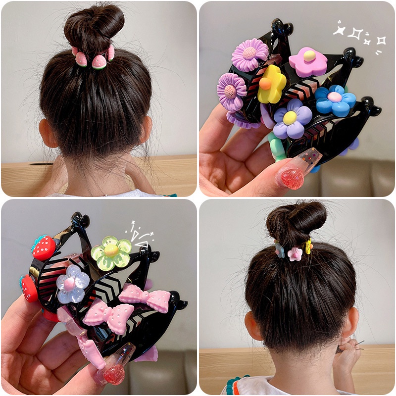 4PCS Kẹp Tóc Đính Quả Bóng Xinh Xắn Cố Định Tóc Đuôi Ngựa Cho Bé