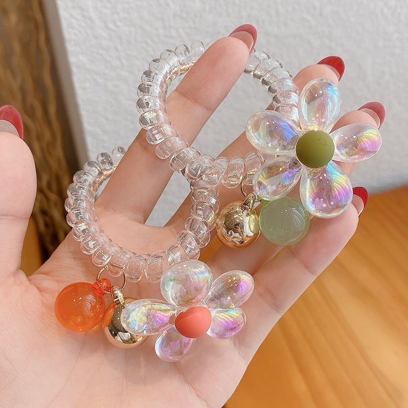 Dây Cột Tóc Đính Hạt Nhiều Màu Hình Hoa Cúc Nhỏ Xinh Xắn Phong Cách Hàn Quốc Cho Bé Gái