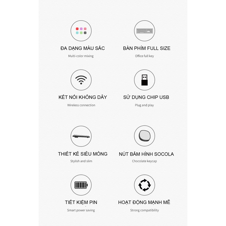 Combo bàn phím chuột không dây MOFII 666 thiết kế hiện đại đa dạng màu sắc kết nối bằng chip USB 2.4GHz - NK