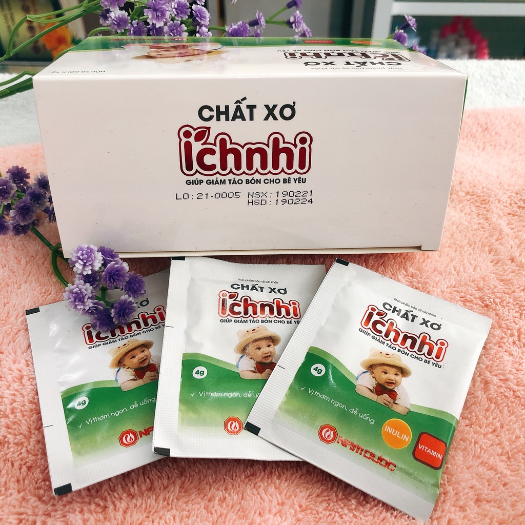 Chất xơ ích nhi, cốm chất xơ hòa tan cho bé, giảm táo bón, đầy hơi, chướng bụng, khó tiêu (hộp 20 gói)