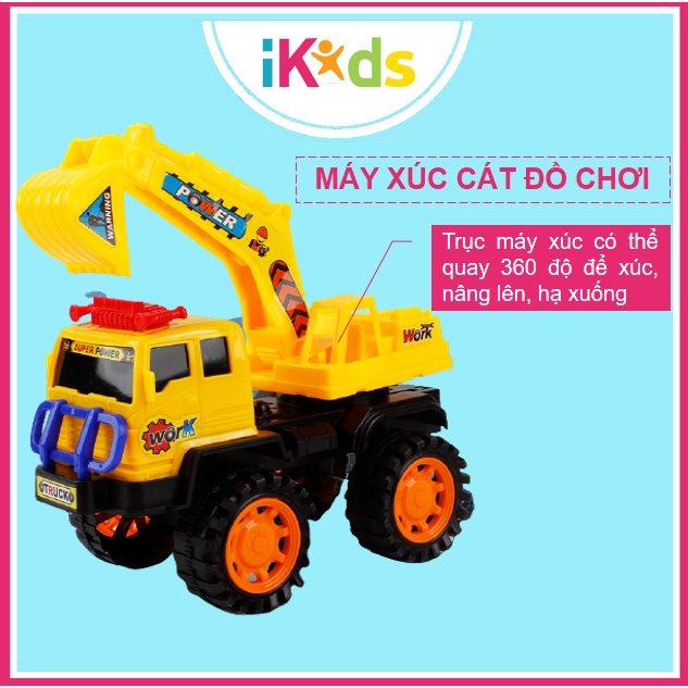 Xe máy xúc đồ chơi iKids Vietnam xoay 360 độ chất liệu nhựa ABS an toàn