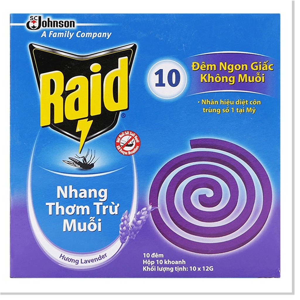 Combo 10 hộp Nhang Muỗi Raid Hương Lavender  Điện Gia Dụng Bảo Minh - Điện Gia Dụng Bảo Minh