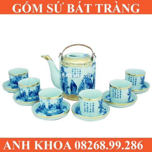 Ấm tích bọc đồng cỡ to - Gốm sứ Bát Tràng Anh Khoa