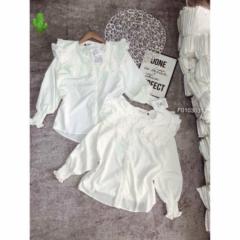 Áo sơ mi viền bèo chất vải Voan Free Size dưới 53kg dành cho nữ [Hàng Đẹp] | BigBuy360 - bigbuy360.vn
