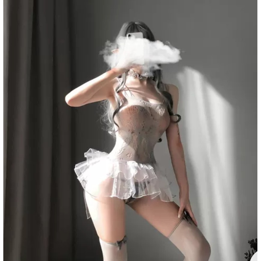 Set Đồ Cosplay Cô Dâu - Đồ ngủ sexy hóa trang hầu gái _ đầm ngủ cô dâu nóng bỏng