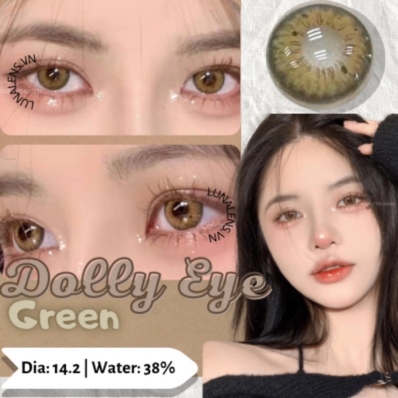 KÍNH ÁP TRÒNG MÀU XANH RÊU DOLLY EYE GREEN LENS CÓ ĐỘ CẬN SIÊU ÊM SIÊU MỀM NỘI ĐỊA TRUNG QUỐC