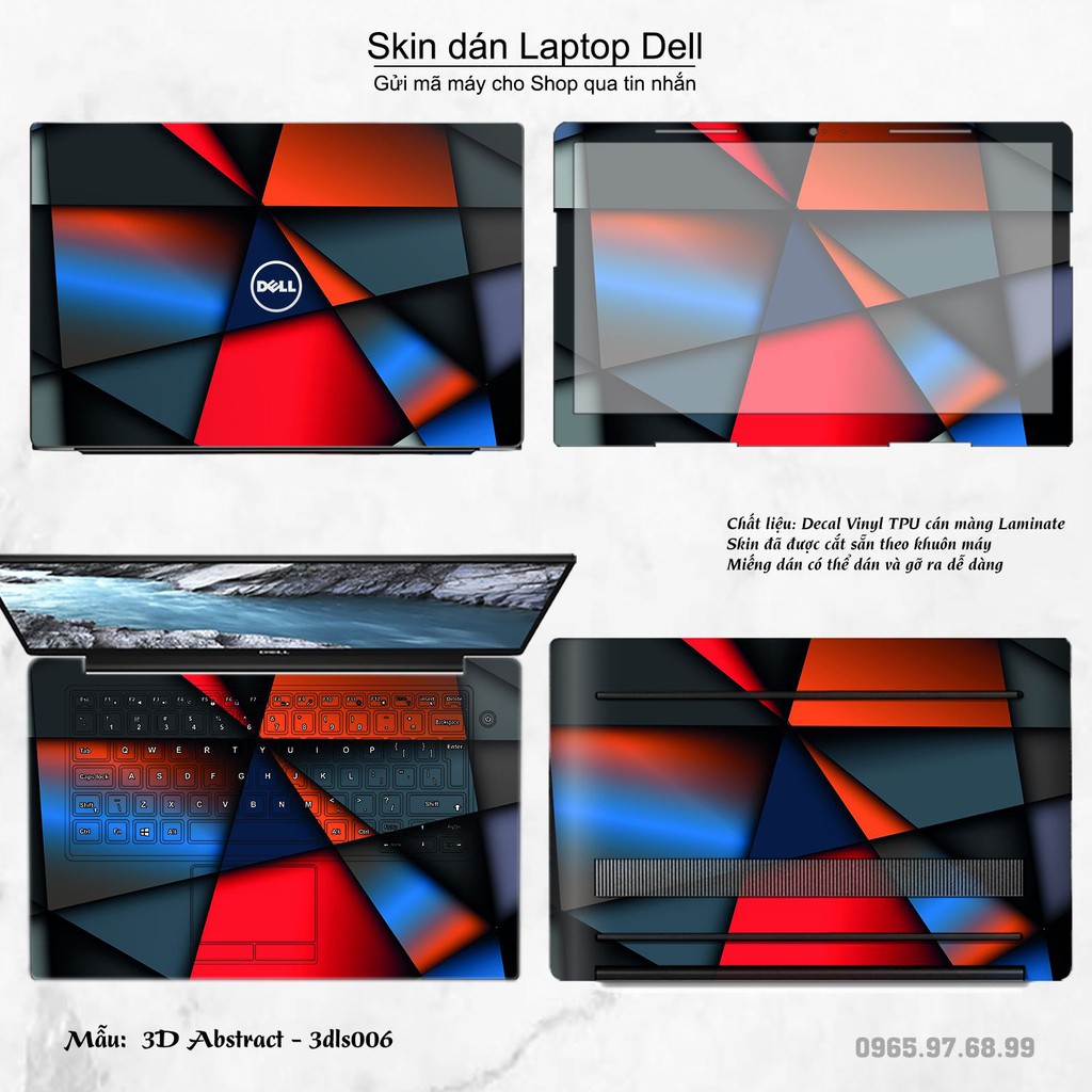 Skin dán Laptop Dell in hình 3D (inbox mã máy cho Shop)