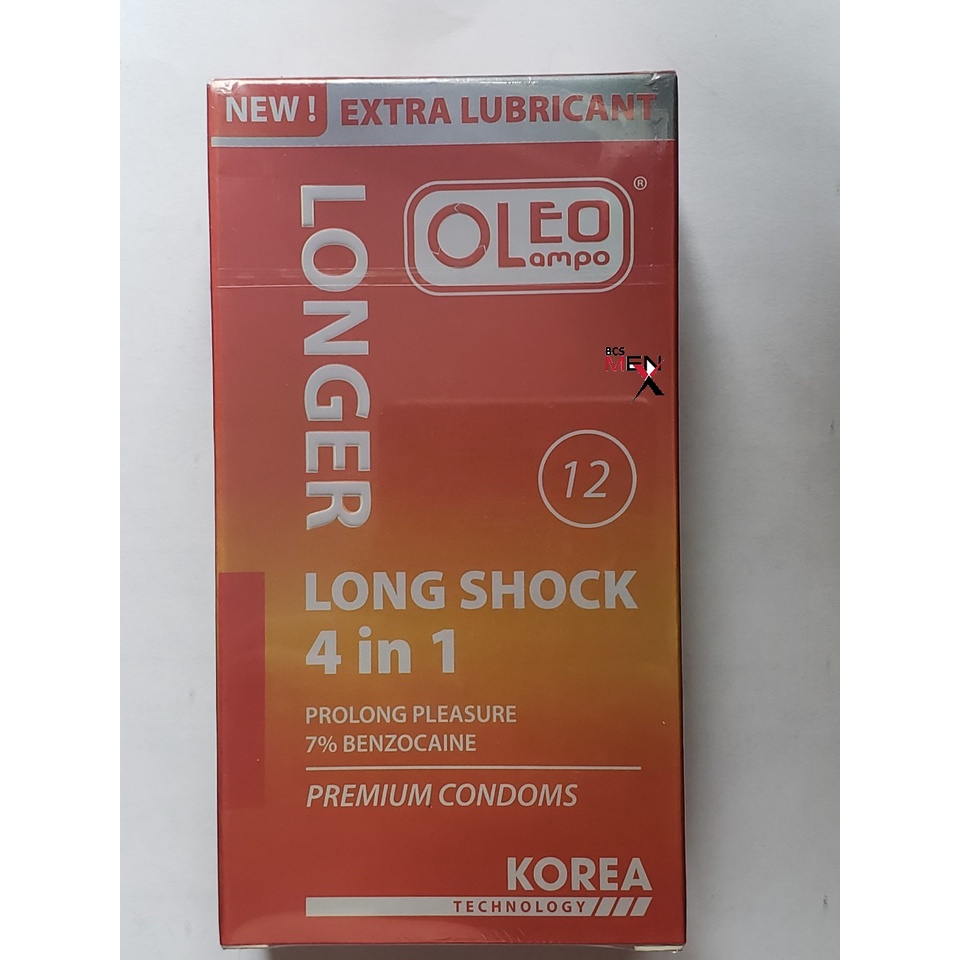 Bao cao su Oleo Lampo Longshock 4in1 New EXTRA LUBRICANT hộp 12 cái