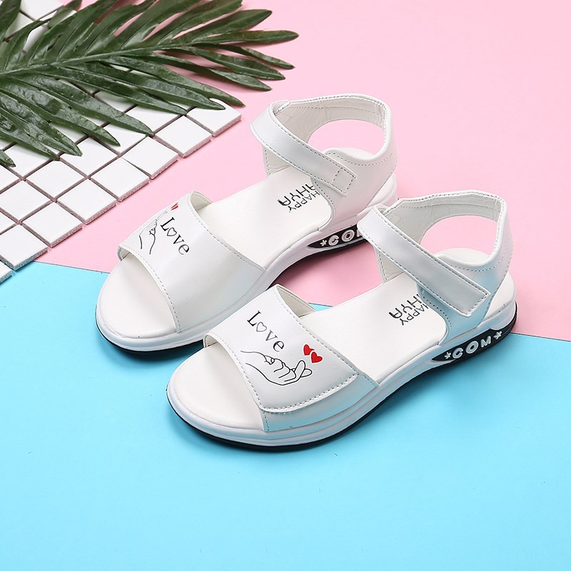 Sandal bé gái da PU mềm có quai dán dép sandal bé gái đi mềm êm chân