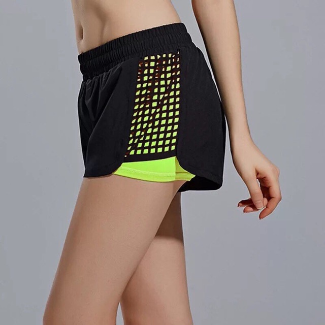 QUẦN SHORT 2 LỚP CAO CẤP, QUẦN SHORT TẬP GYM NỮ PHỐI MÀU - QUẦN CHẠY BỘ NỮ