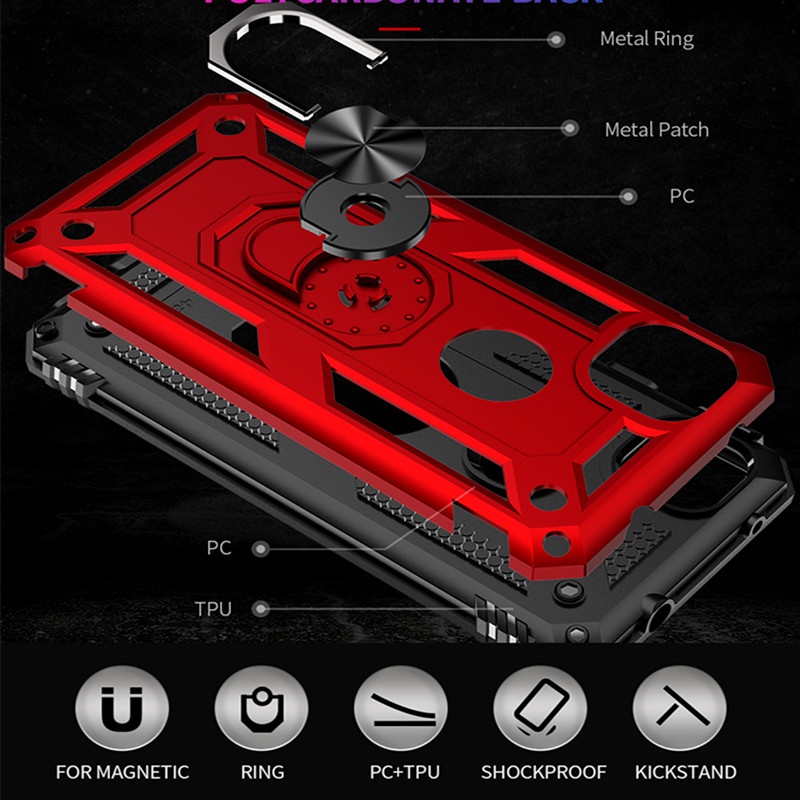 Ốp điện thoại kiểu giáp chống sốc kèm giá đỡ vòng từ tính thích hợp cho GOOGLE PIXEL 4 XL/4A/3A XL
